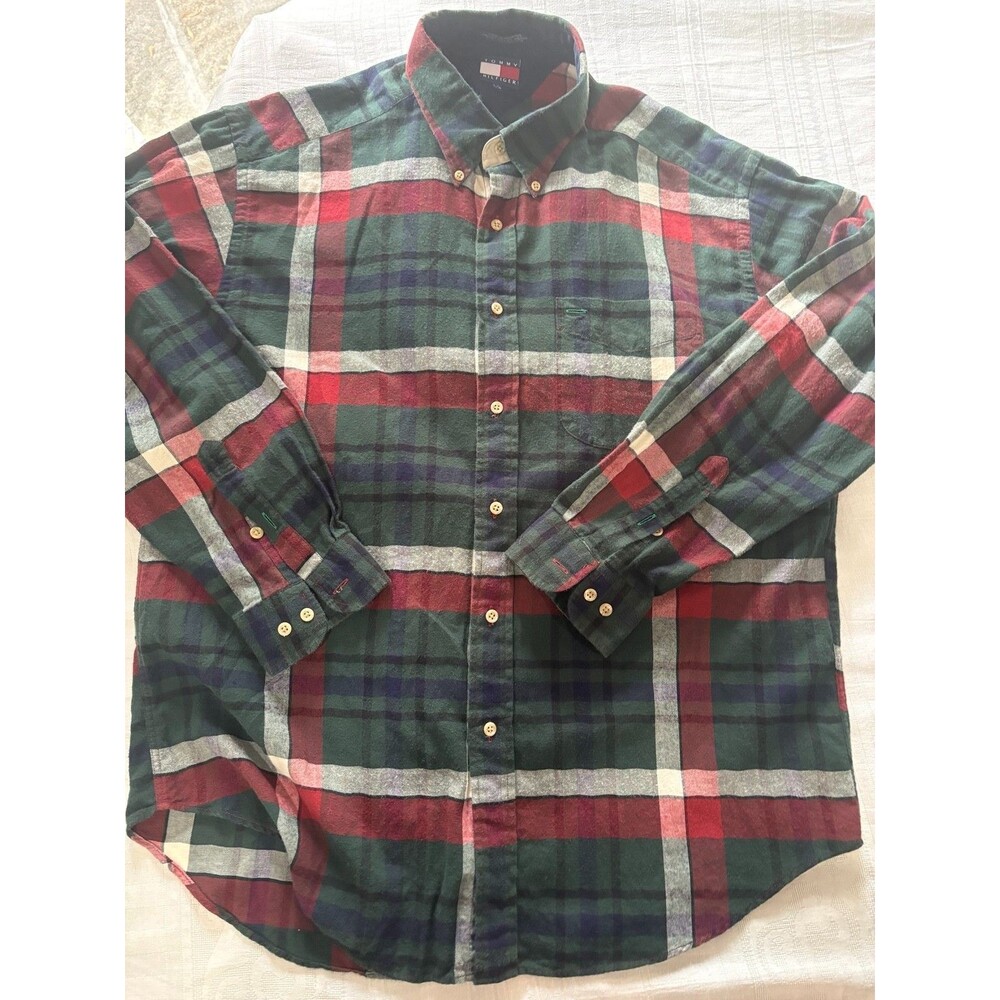 Tommy Hilfiger Vintage 1990s Men’s Plaid Button-Down Shirt Size L/G